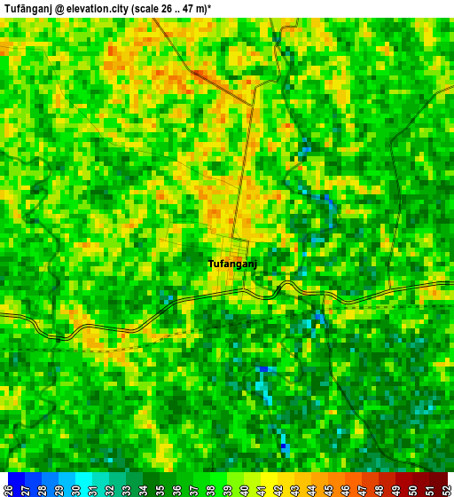 Tufānganj elevation map