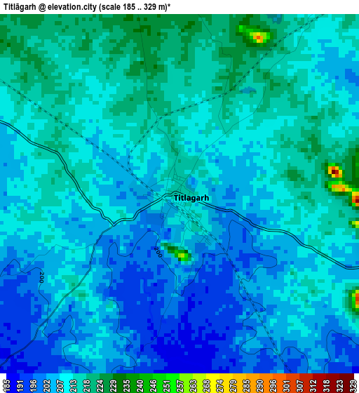Titlāgarh elevation map