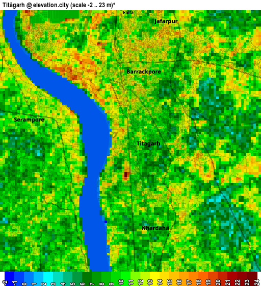 Titāgarh elevation map
