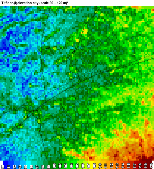 Titābar elevation map