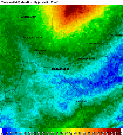 Tisaiyanvilai elevation map