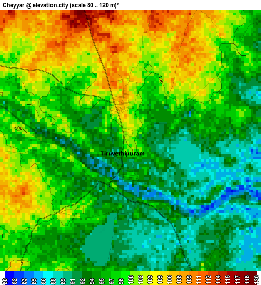 Cheyyar elevation map