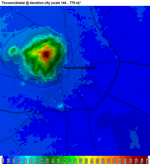 Tiruvannāmalai elevation map