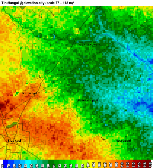 Tiruttangal elevation map