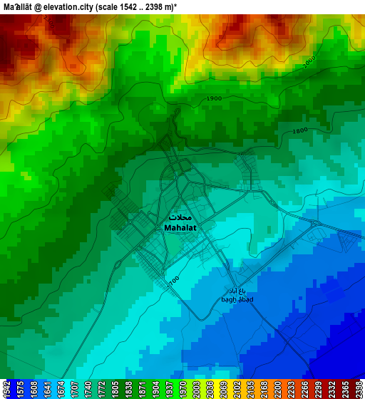 Maḩallāt elevation map