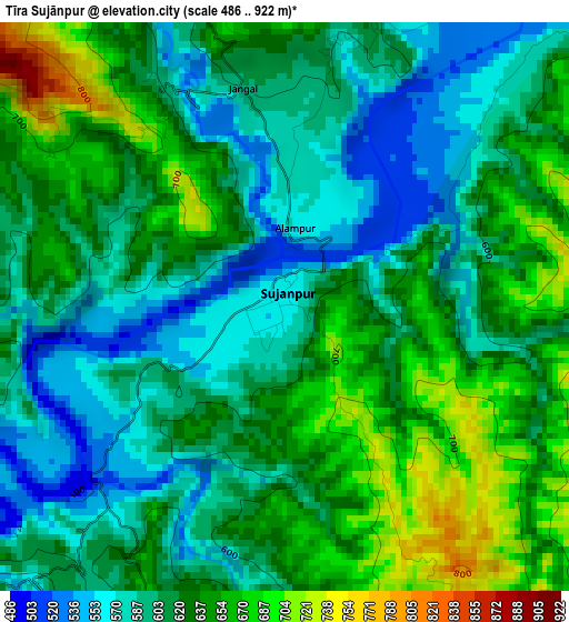 Tīra Sujānpur elevation map