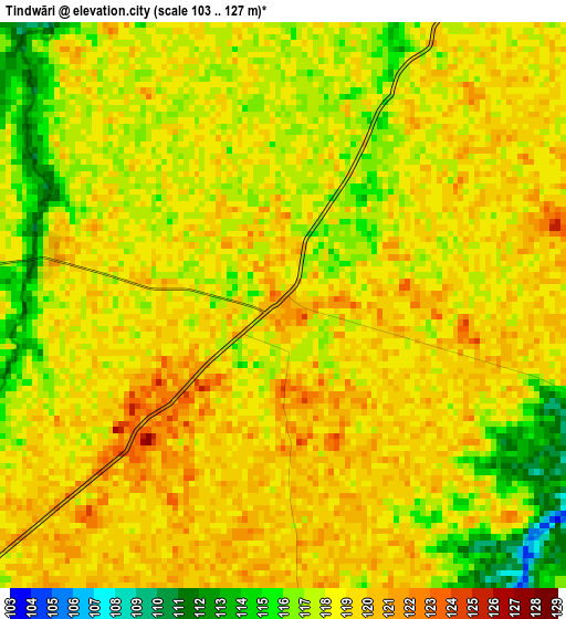 Tindwāri elevation map