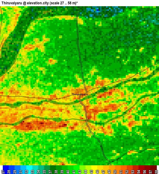 Thiruvaiyaru elevation map