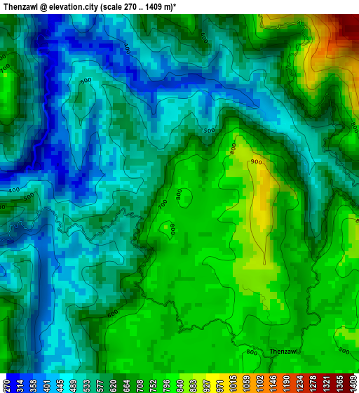 Thenzawl elevation map