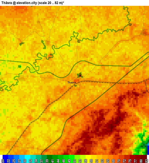 Thāsra elevation map