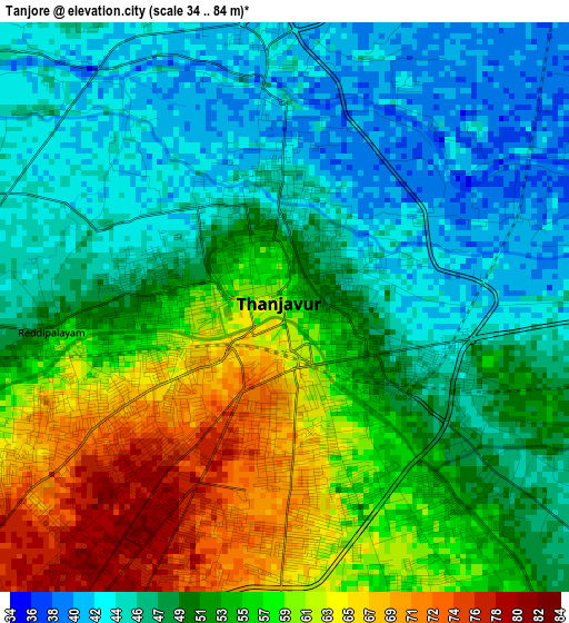 Tanjore elevation map