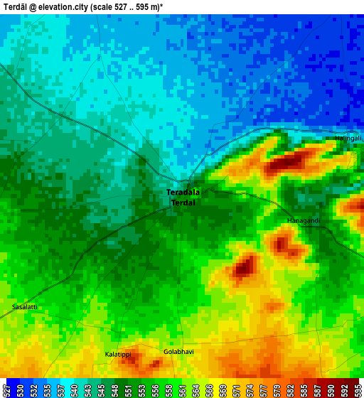 Terdāl elevation map