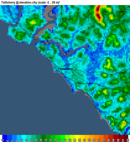 Tellicherry elevation map