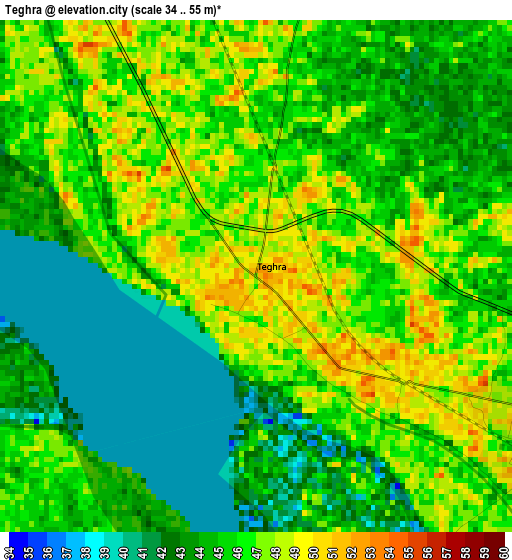 Teghra elevation map