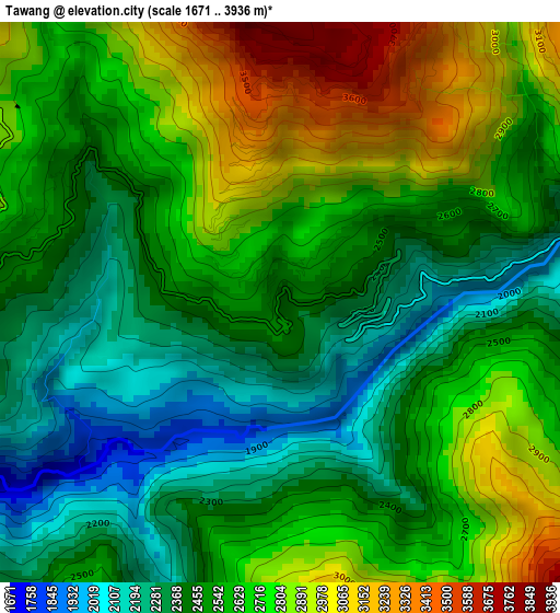 Tawang elevation map