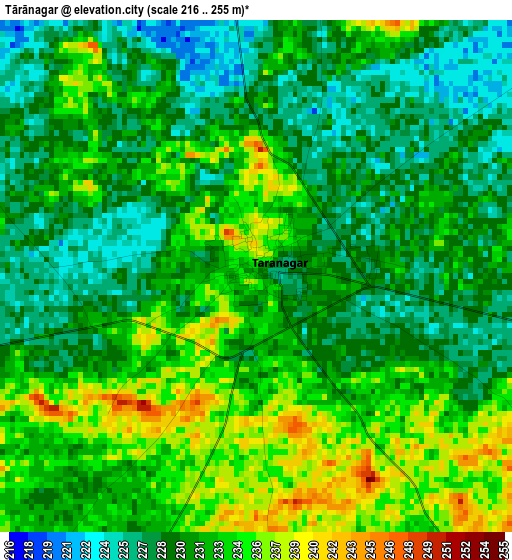 Tārānagar elevation map