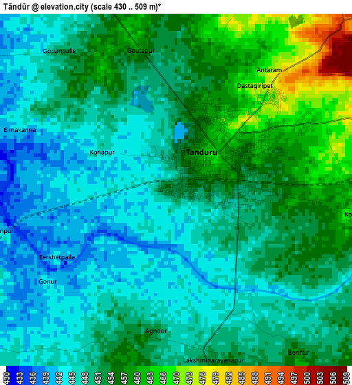 Tāndūr elevation map
