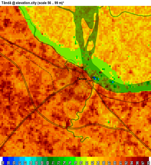 Tāndā elevation map