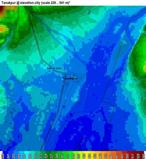 Tanakpur elevation map