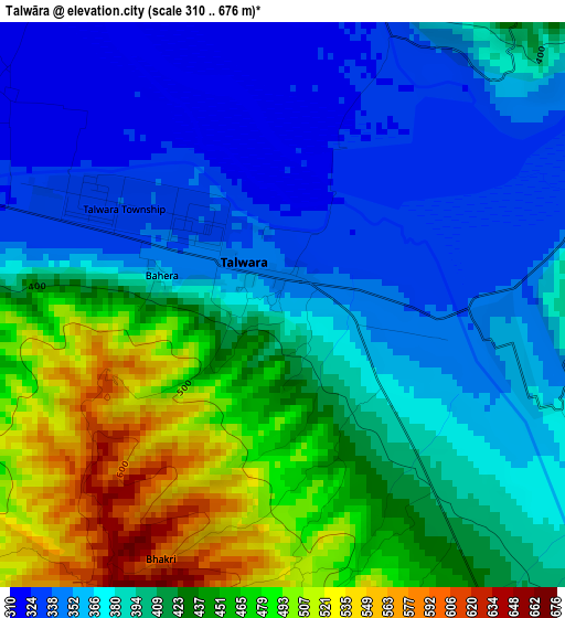 Talwāra elevation map