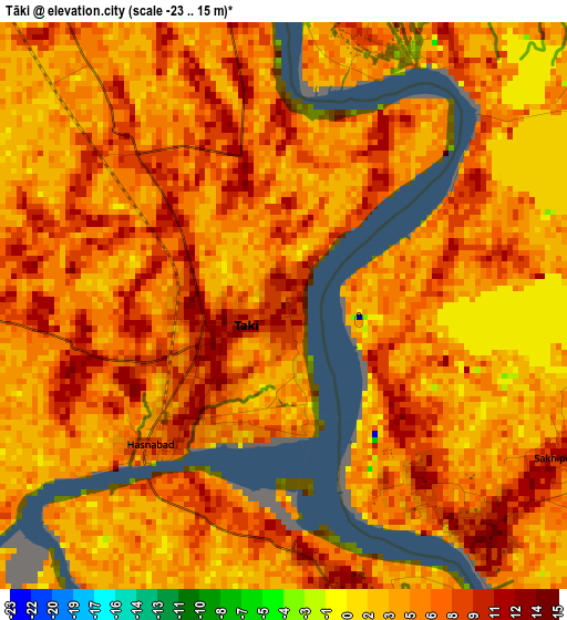 Tāki elevation map