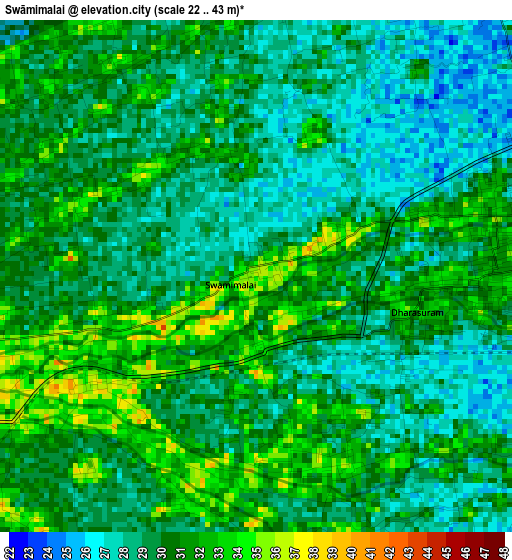 Swāmimalai elevation map