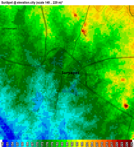 Suriāpet elevation map