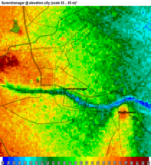 Surendranagar elevation map