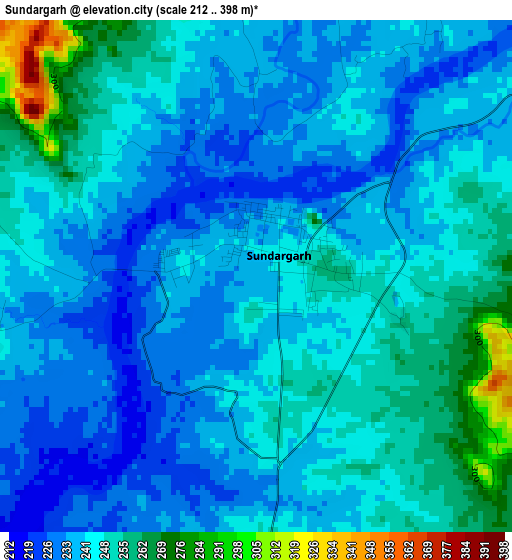 Sundargarh elevation map