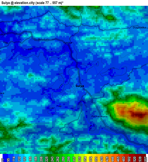 Sulya elevation map
