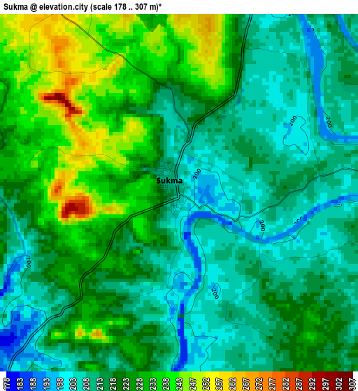 Sukma elevation map