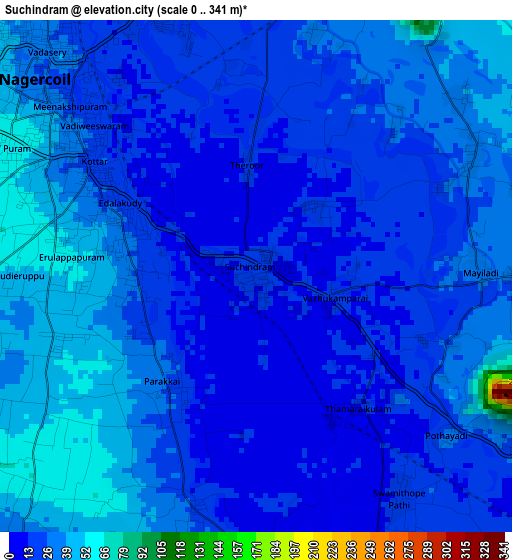 Suchindram elevation map