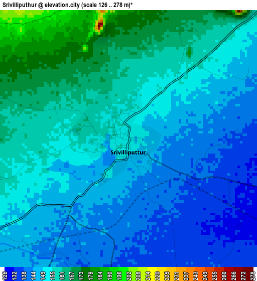 Srivilliputhur elevation map