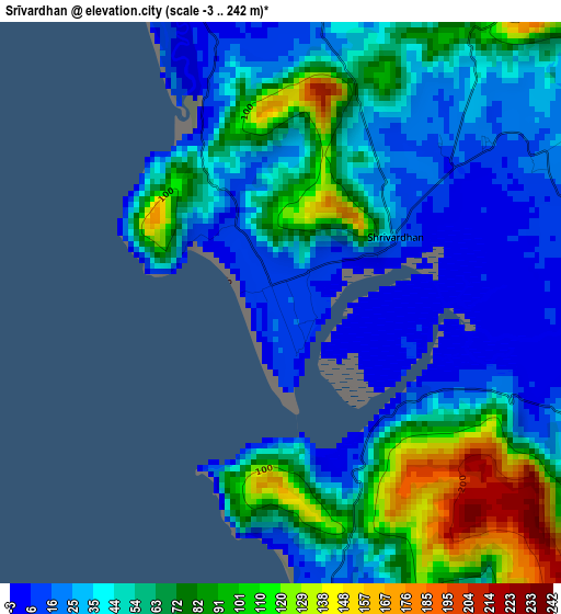 Srīvardhan elevation map