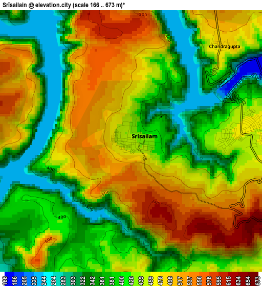 Srīsailain elevation map