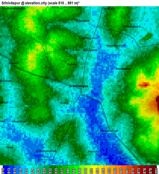 Srīnivāspur elevation map