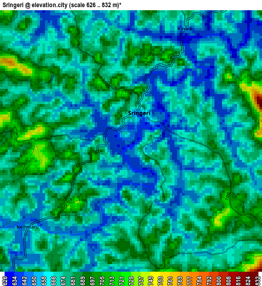 Sringeri elevation map