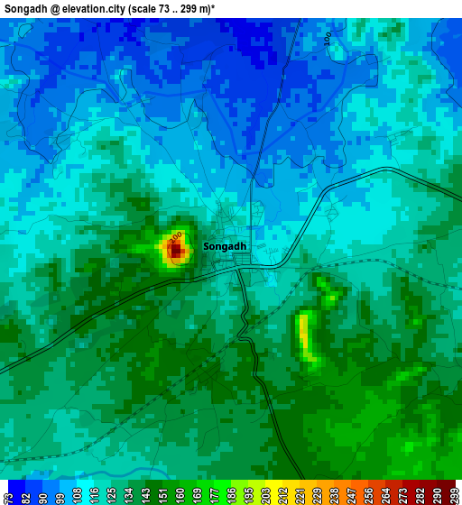 Songadh elevation map