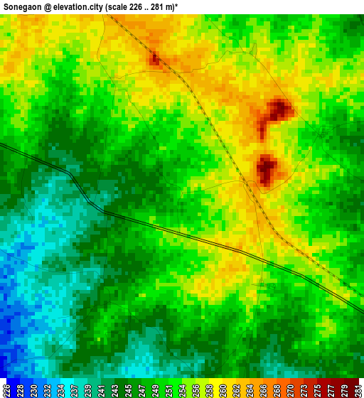 Sonegaon elevation map