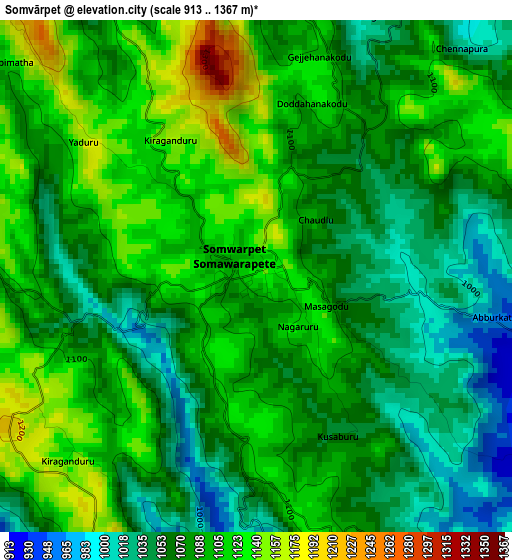 Somvārpet elevation map