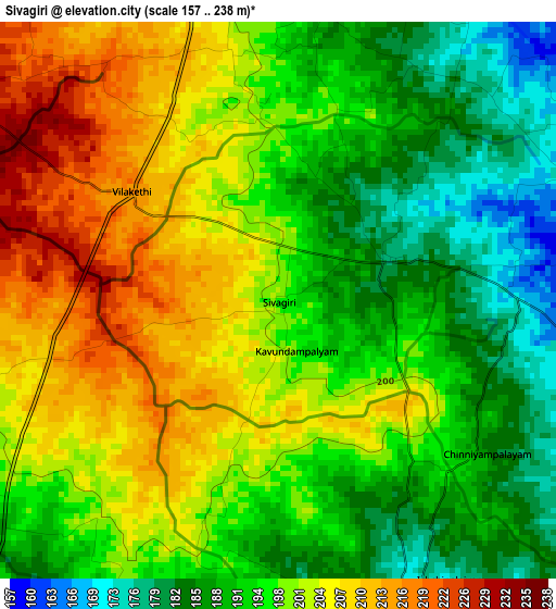 Sivagiri elevation map