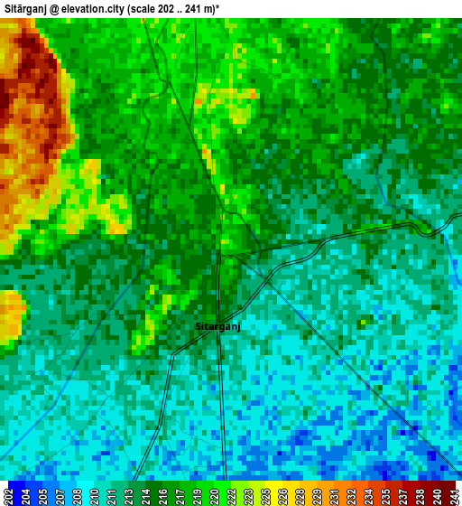 Sitārganj elevation map