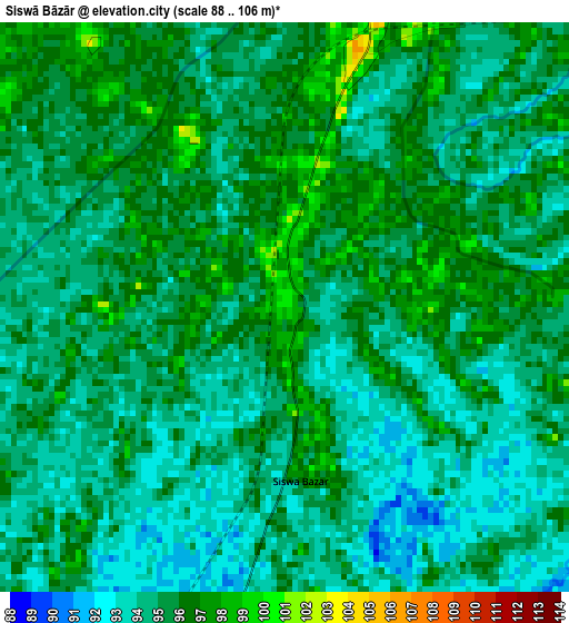 Siswā Bāzār elevation map