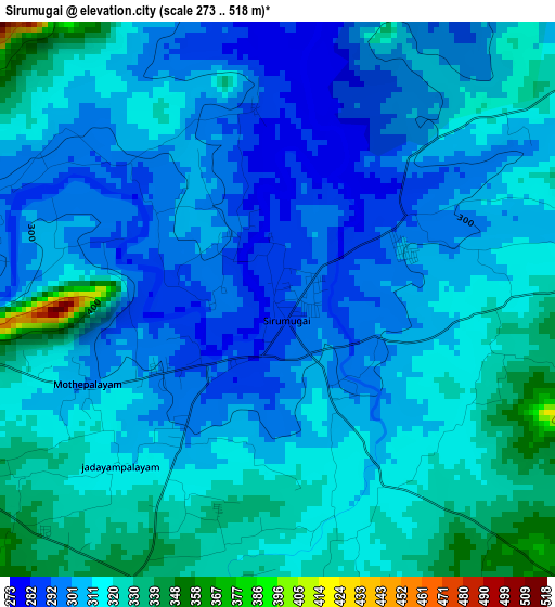 Sirumugai elevation map