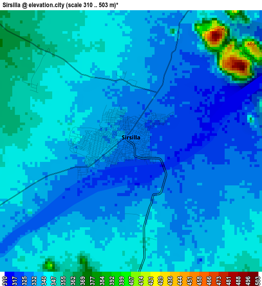 Sirsilla elevation map