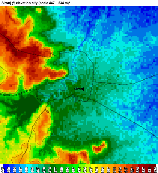 Sironj elevation map