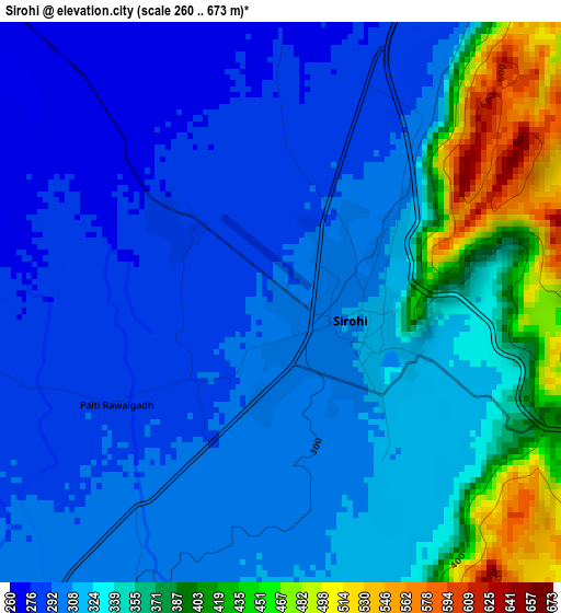 Sirohi elevation map