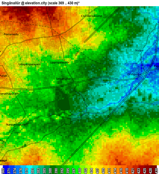 Singānallūr elevation map