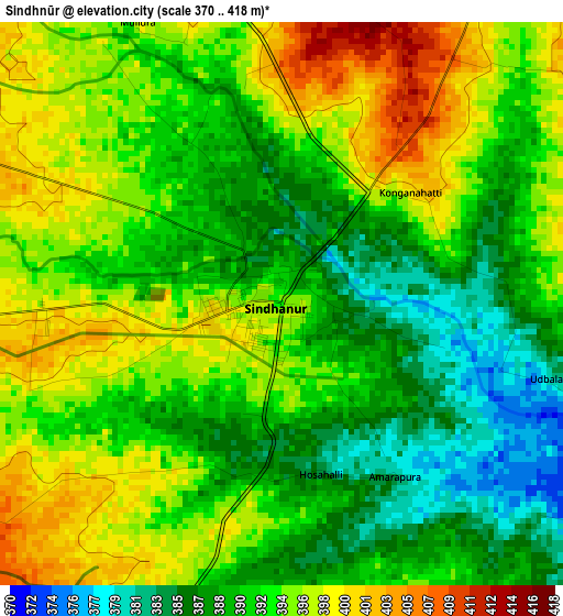 Sindhnūr elevation map