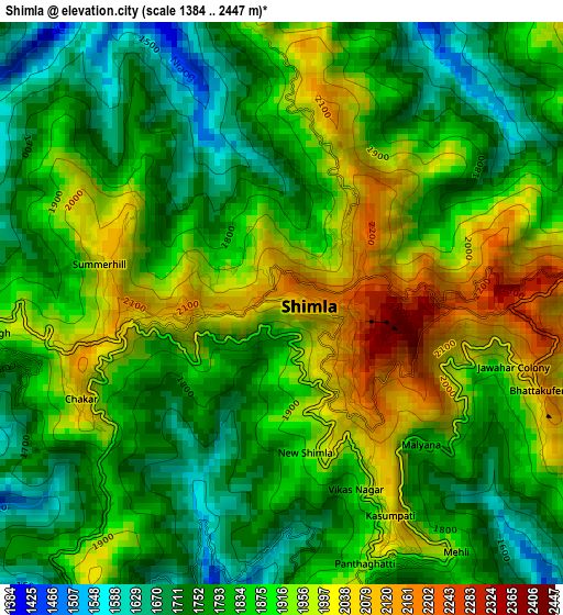 Shimla elevation map